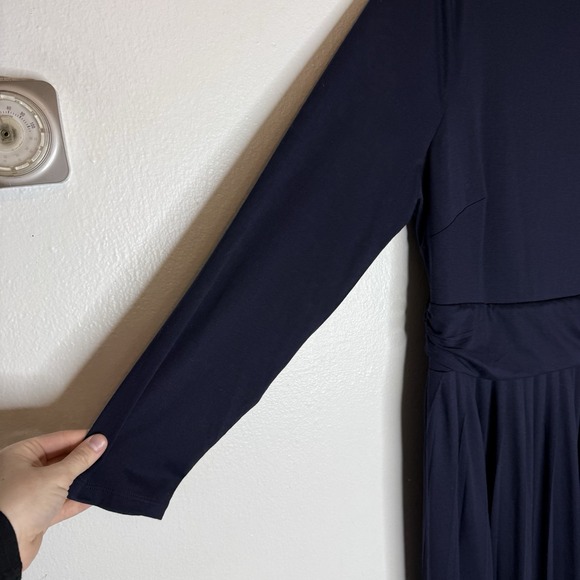 Boden Catherine Navy Blue Pleated Long Sleeve Midi Dress Womens US 20/22R - Picture 4 of 14